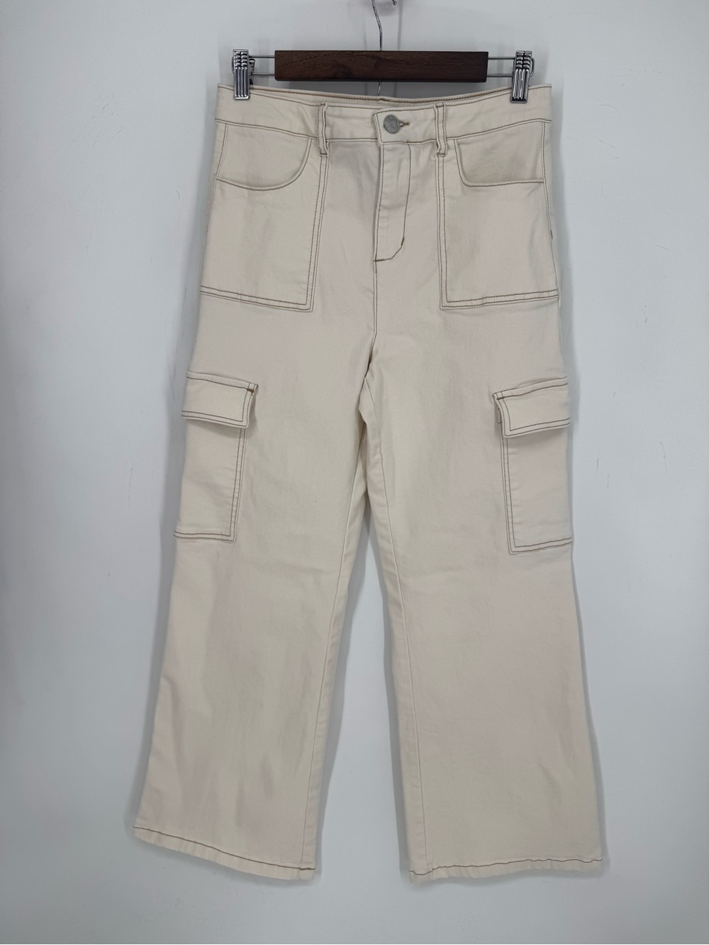 Cato Charlotte Cargo Pants Cream Wide Leg Y2K Utility Trendy Size Girls 18 (XL)